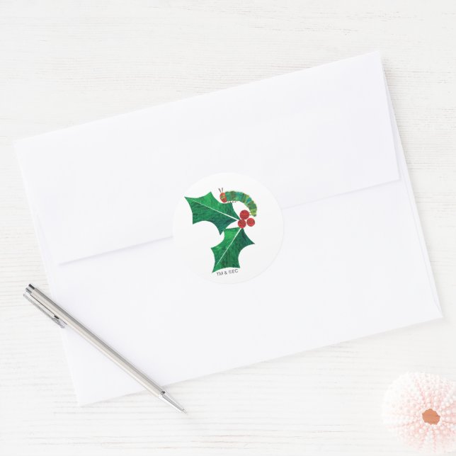 Eric Carle Christmas Raupe Runder Aufkleber (Umschlag)
