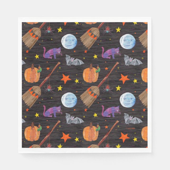 Eric Carle | Raupe Black Halloween Pattern Serviette (Vorderseite)