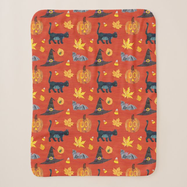 Eric Carle | Raupe Halloween-Muster Sherpadecke (Vorderseite)