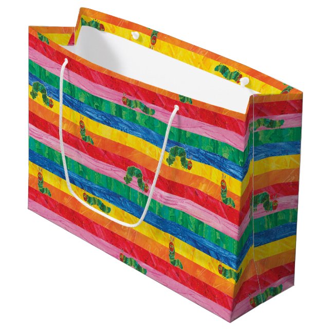 Eric Carle | Raupe-Regenbogen-Muster Große Geschenktüte (Vorderseite Schrägansicht)