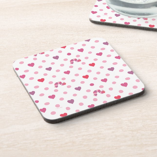 Eric Carle | Valentine Heart Polka Dot Pattern Getränkeuntersetzer (Linke Seite)