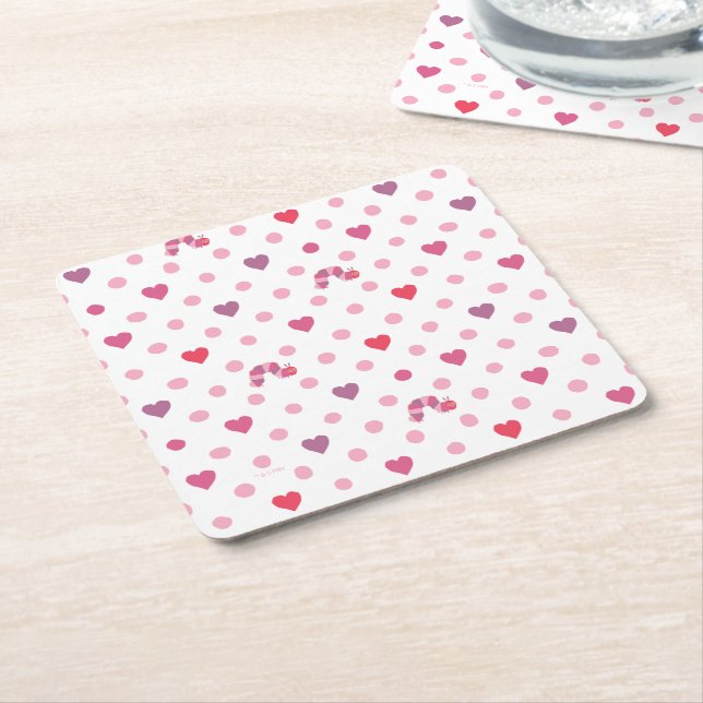 Eric Carle | Valentine Heart Polka Dot Pattern Rechteckiger Pappuntersetzer (angewinkelt)