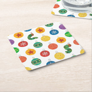 Eric Carle Weihnachtsmuster der Raupe Rechteckiger Pappuntersetzer