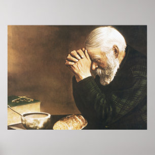 Eric Enstrom Grace Man betet über Brot Print Poster