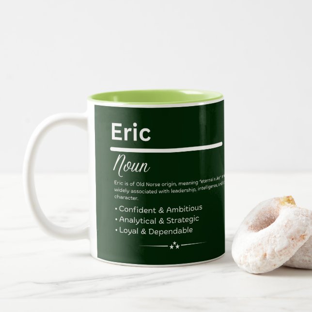 Eric Personalized Name Zweifarbige Tasse (Mit Donut)