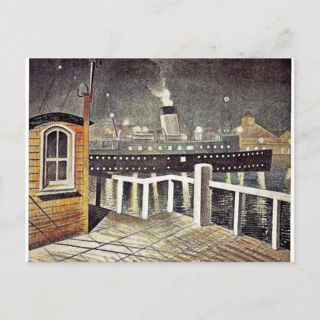 Eric Ravilious art, S.S. Brighton Verlassend Newha Postkarte (Vorderseite)