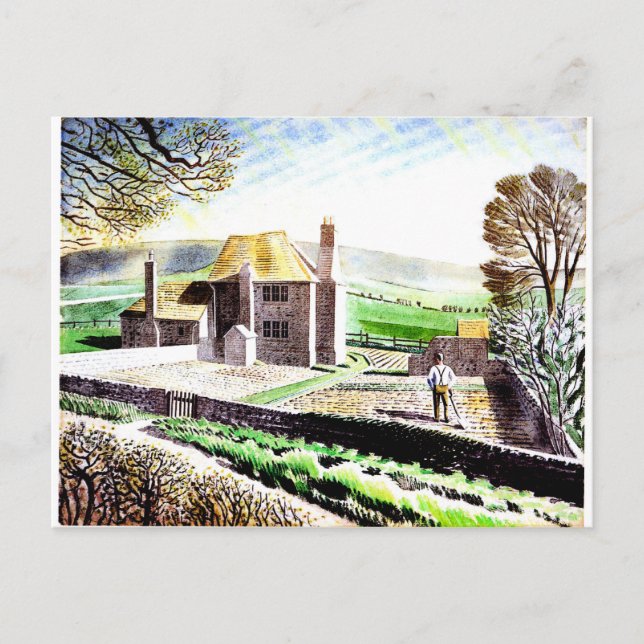 Eric Ravilious art, Shepherds Hütte Postkarte (Vorderseite)