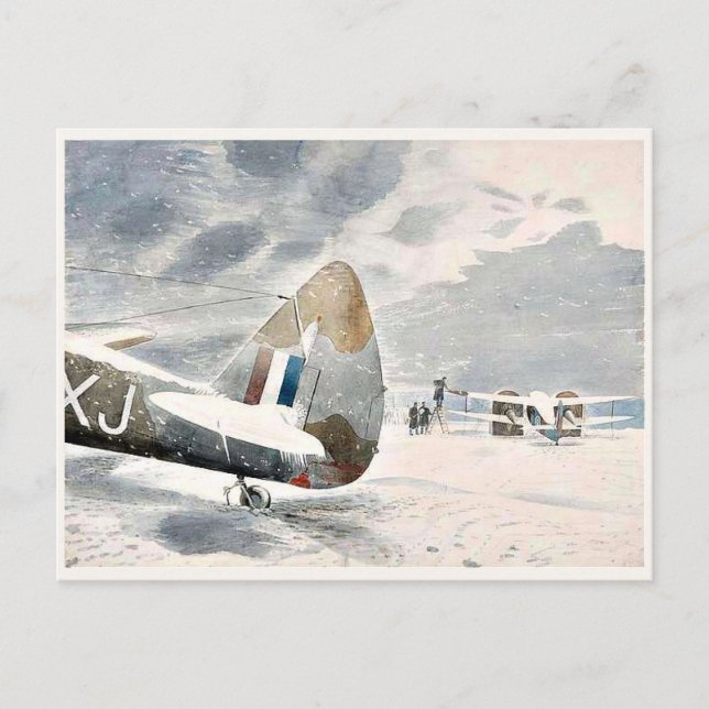 Eric Ravilious, enteisende Luftfahrzeuge Postkarte (Vorderseite)