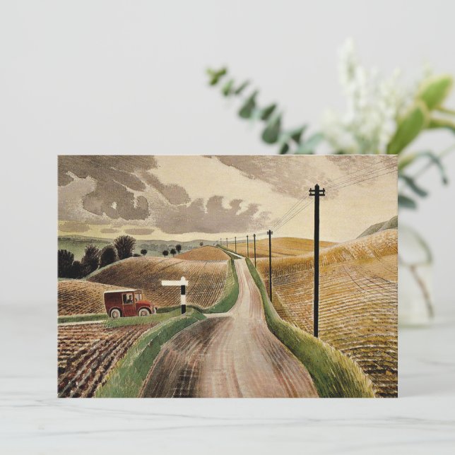 Eric Ravilious Kunst, Wiltshire Landschaft Karte (Stehend Vorderseite)