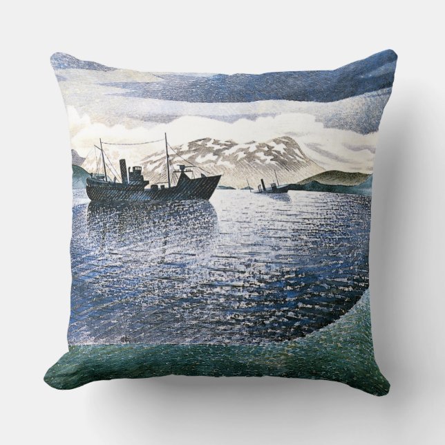 Eric Ravilious - Norwegen, magischer Realismus, Kissen (Vorderseite)
