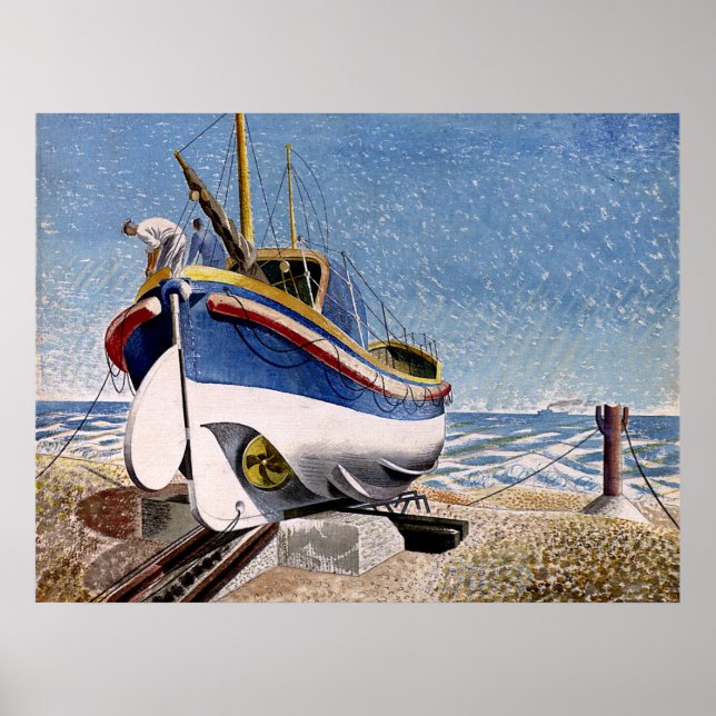Eric Ravilious - Rettungsboot in Adelburgh, schöne Poster (Vorne)