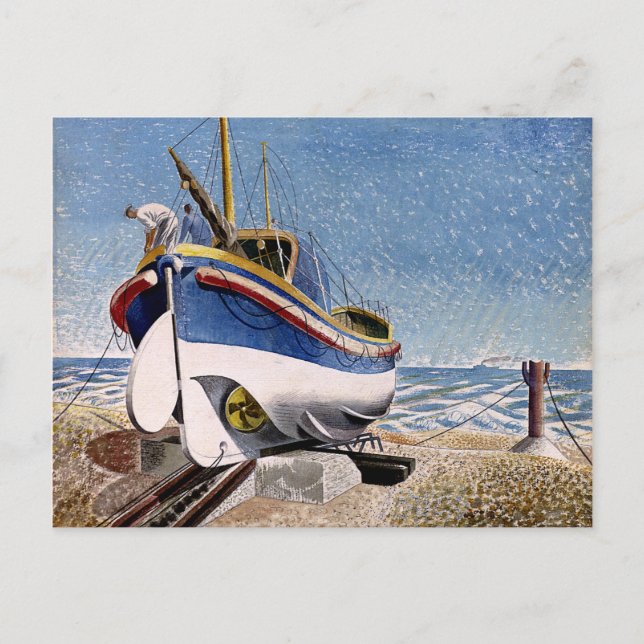 Eric Ravilious - Rettungsboot in Adelburgh, schöne Postkarte (Vorderseite)