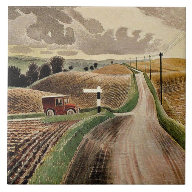 Eric Ravilious, Wiltshire Landschaft, Fliese (Vorderseite)