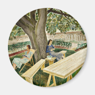 Eric Ravilious - Zwei Frauen im Garten, schöne Kun Magnet