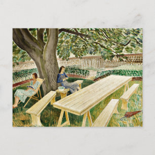 Eric Ravilious - Zwei Frauen in einem Garten, fein Postkarte