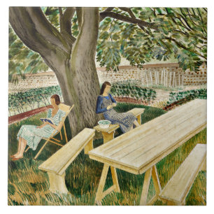 Eric Ravilious, Zwei Frauen in einem Garten, Fliese
