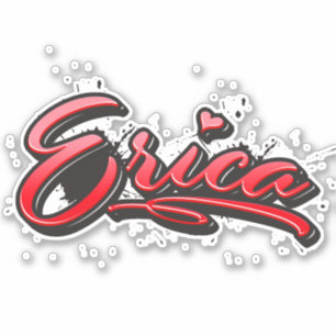 Erica cœur rouge Graffiti Autocollant Sticker