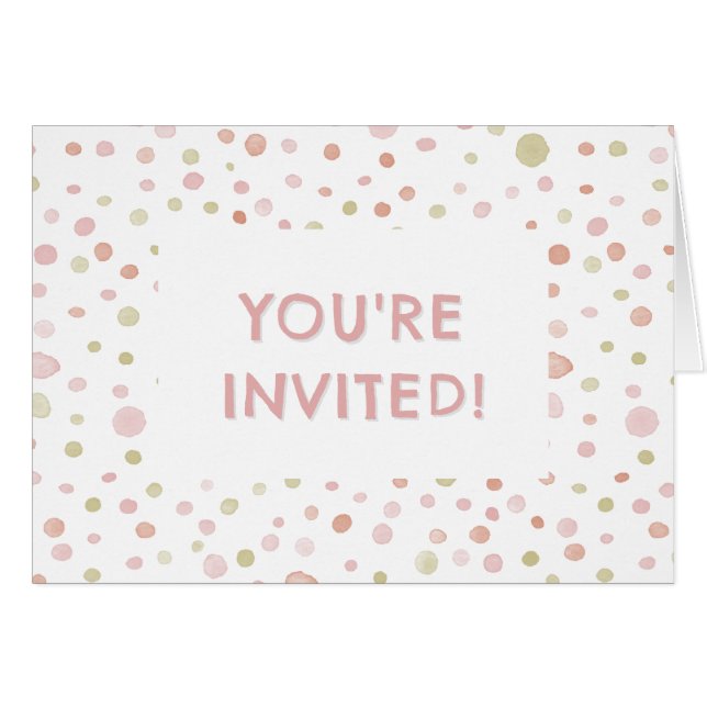 Erica Confetti Watercolor Dots Birthday Einladung (Vorderseite (Horizontal))