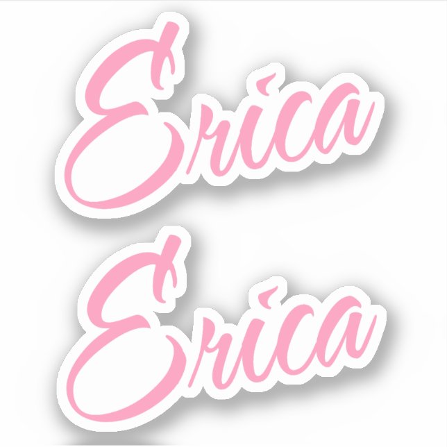 Erica Decorative Name in Rosa x2 Aufkleber (Vorderseite)