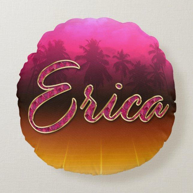 Erica Vorname Name golden pink Kissen (Vorderseite)