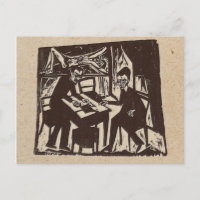 Erich Heckel woodcut post card