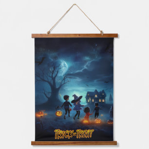 Erie Halloween Kids Trick oder Treatment Wandteppich Mit Holzrahmen