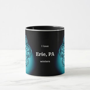Erie PA I Love Custom City Winters Snowflake Mug