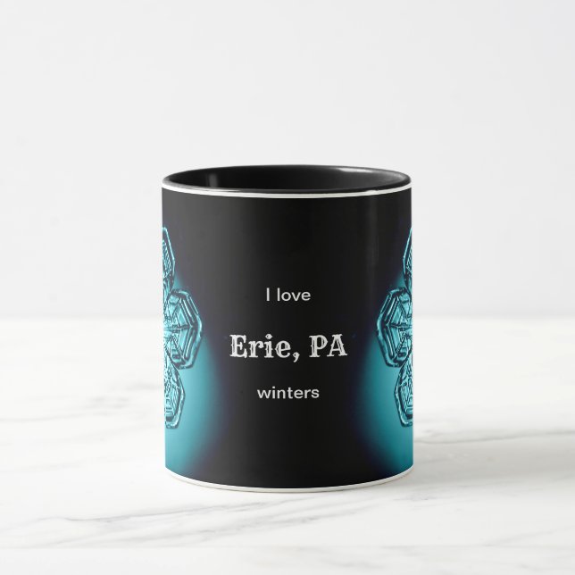 Erie PA I Love Custom City Winters Snowflake Mug (Centre)