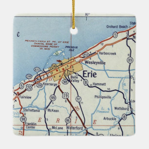 Erie PA Vintage Karte Keramikornament