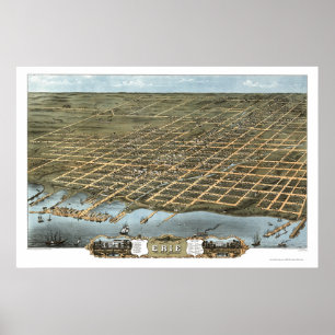 Erie, panoramische Karte PAs - 1870 Poster