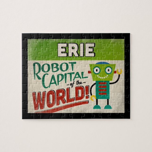Erie Pennsylvania Robot - Funny Vintag (Horizontal)
