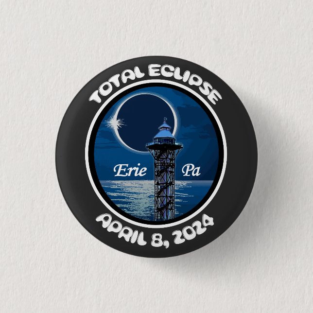 Erie Pennsylvania Total Solar Eclipse April 2024 Button (Vorderseite)