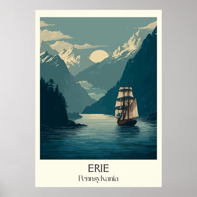 Erie Pennsylvania Vintager See Schifffahrtsgesells Poster (Vorne)