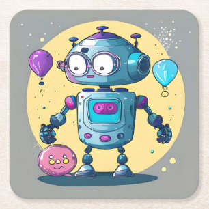 Erik the Brainy Bot Rechteckiger Pappuntersetzer