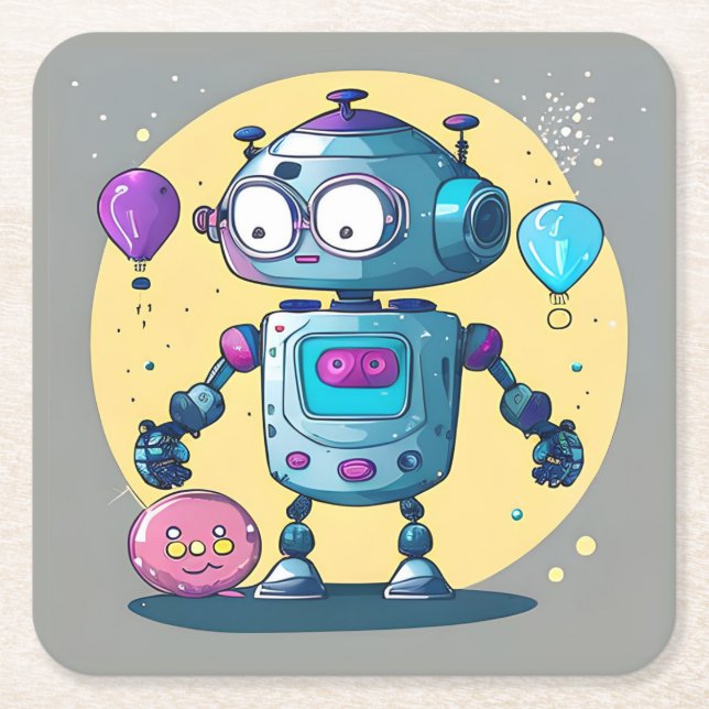 Erik the Brainy Bot Rechteckiger Pappuntersetzer (Vorderseite)