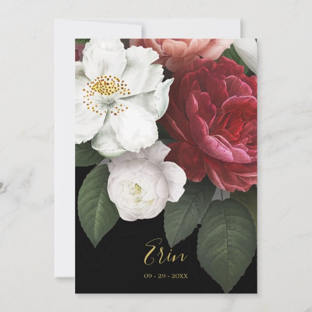 Erin Burgundy Rose Einladung (Rückseite)