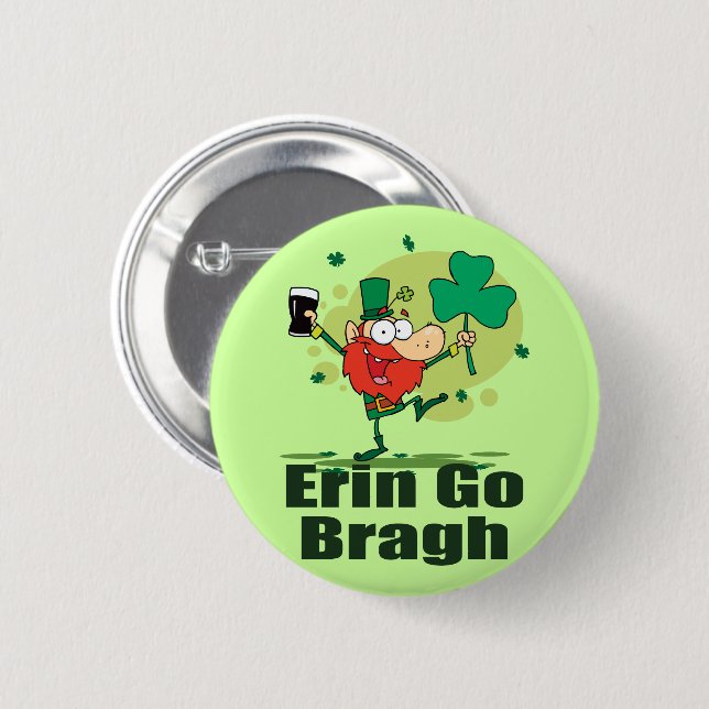 Erin gehen Bragh Kobold mit Stout Button (Vorne & Hinten)