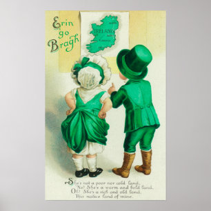Erin gehen Bragh Paare, die Irland-Karte Poster
