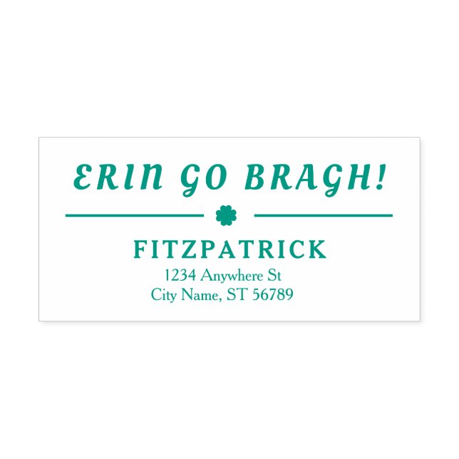 Erin Go Bragh 4 Leaf Clover Betonadresse Permastempel (Design)