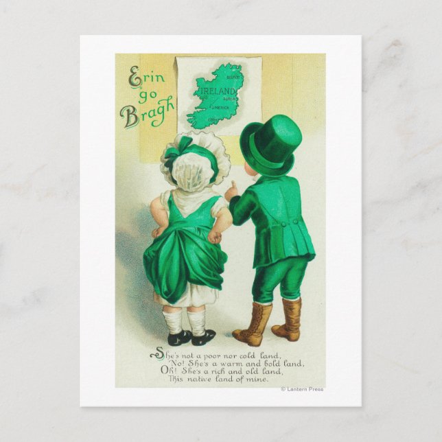 Erin Go Bragh Couple regardant Irlande Carte (Devant)