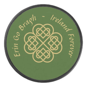 Erin Go Bragh Gold Celtic Kleeblatt Eishockey Puck