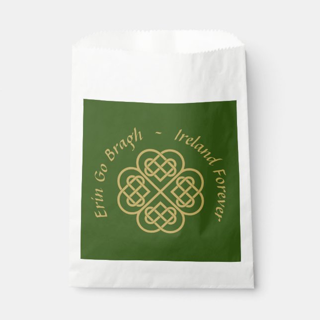 Erin Go Bragh Gold Celtic Kleeblatt Geschenktütchen (Vorderseite)