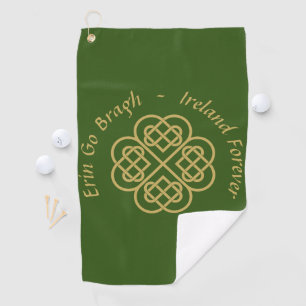 Erin Go Bragh Gold Celtic Kleeblatt Golfhandtuch