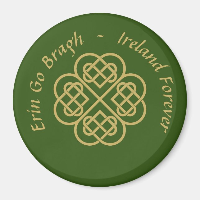 Erin Go Bragh Gold Celtic Kleeblatt Magnet (Vorne)
