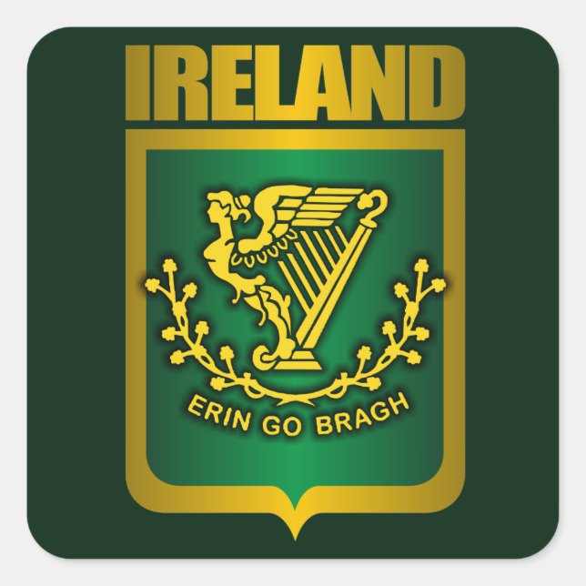 "Erin Go Bragh" Gold Quadratischer Aufkleber (Vorderseite)