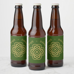 Erin Go Bragh Goldene keltische Shamrock-  Bierflaschenetikett