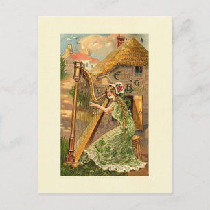Erin Go Bragh Harp Frau Postkarte