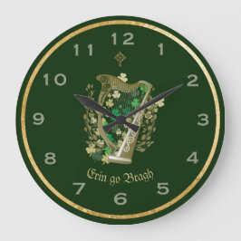 Erin Go Bragh Irish Harp Wall Clock Große Wanduhr