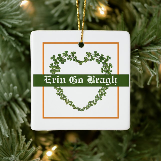 Erin Go Bragh Kleeblatt Herz Keramikornament (Baum)