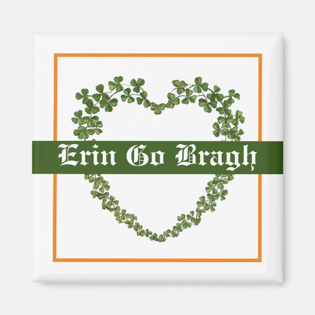 Erin Go Bragh Kleeblatt Herz Magnet (Vorne)